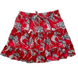 LoveU Dear Red with Blue/White Zebra Print Flounce Mini Skirt 2X